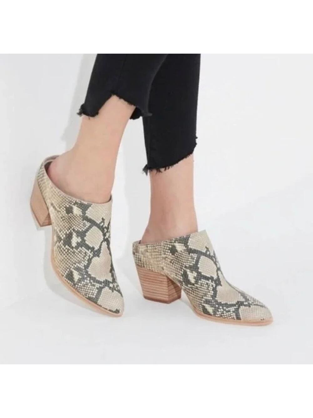 Dolce Vita Rianna Mule Snake Print Stella Ankle Boot Size 6 Snakeskin Mules